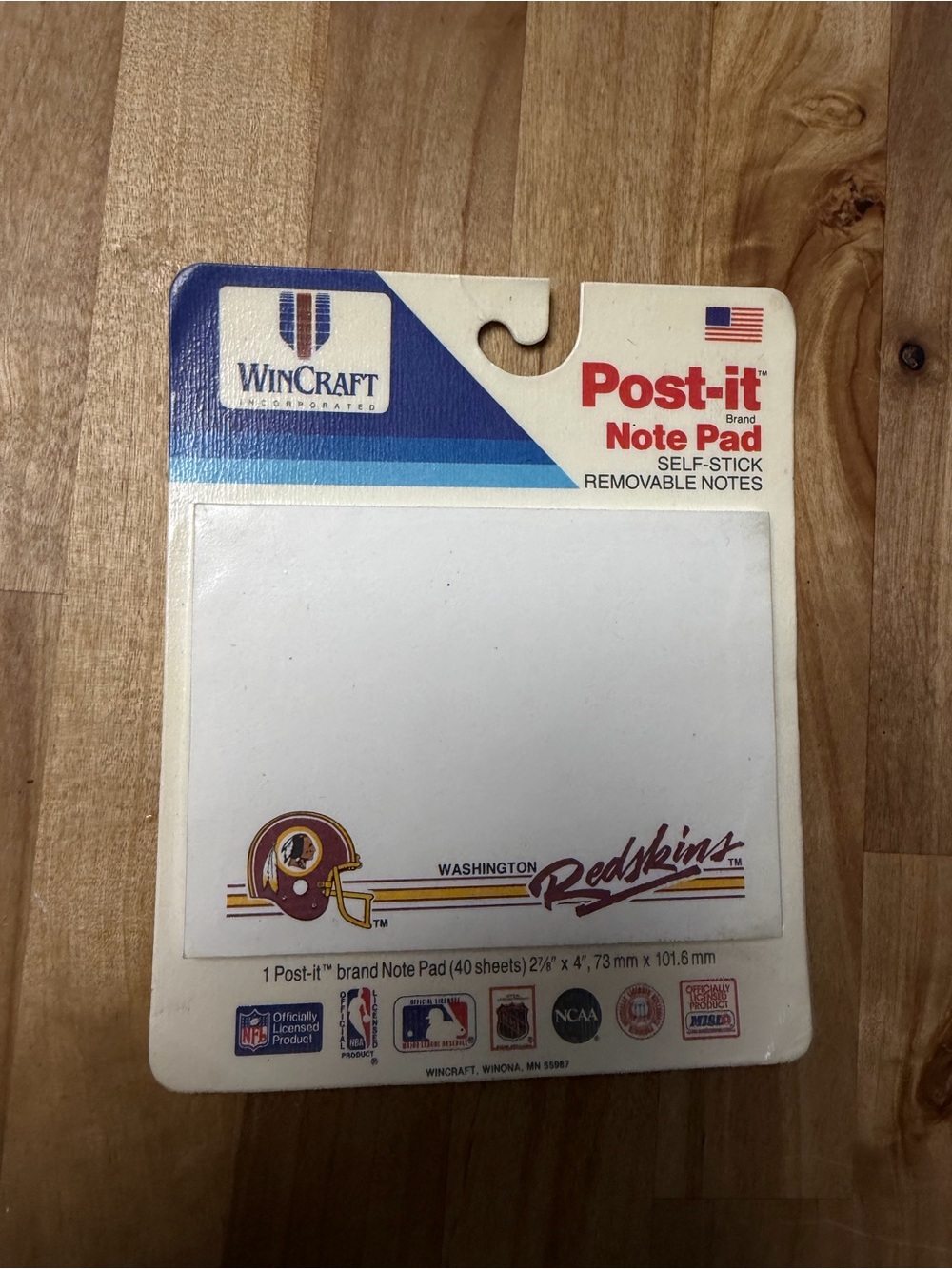 Wincraft White Post-it Note Pad Backing Card